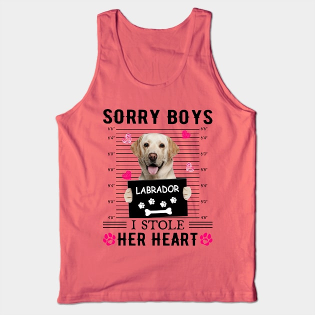 Yellow Labrador Sorry Boys I Stole Her Heart Valentine Tank Top by PlumleelaurineArt